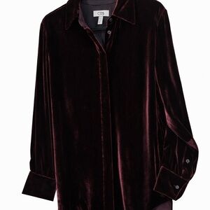 COS Deep Burgundy Velvet Shirt